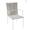Lot De 2 Fauteuil Fashion Commerce En Fer Blanc Avec Assise En Corde Grise - Bicolore -Pas Cher Fauteuil Magasin 25792489 1