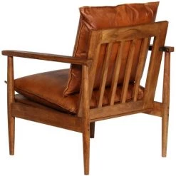 ASUPERMALL Fauteuil Cuir Veritable Avec Bois D'acacia Marron -Pas Cher Fauteuil Magasin 25826017 4
