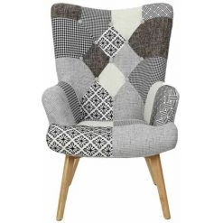 ALTOBUY GIADA - Fauteuil Patchwork Motifs Grisés - Gris -Pas Cher Fauteuil Magasin 25897492 3