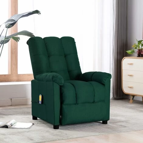Fauteuil Inclinable De Massage Tissu Vert Foncé VidaXL 3 Fauteuil Inclinable De Massage Tissu Vert Foncé VidaXL