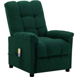 Fauteuil Inclinable De Massage Tissu Vert Foncé VidaXL 8 Fauteuil Inclinable De Massage Tissu Vert Foncé VidaXL -Pas Cher Fauteuil Magasin 25904425 2