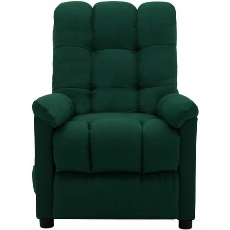 Fauteuil Inclinable De Massage Tissu Vert Foncé VidaXL 5 Fauteuil Inclinable De Massage Tissu Vert Foncé VidaXL – Image 3