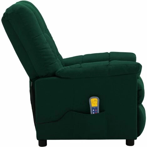 Fauteuil Inclinable De Massage Tissu Vert Foncé VidaXL 6 Fauteuil Inclinable De Massage Tissu Vert Foncé VidaXL – Image 4