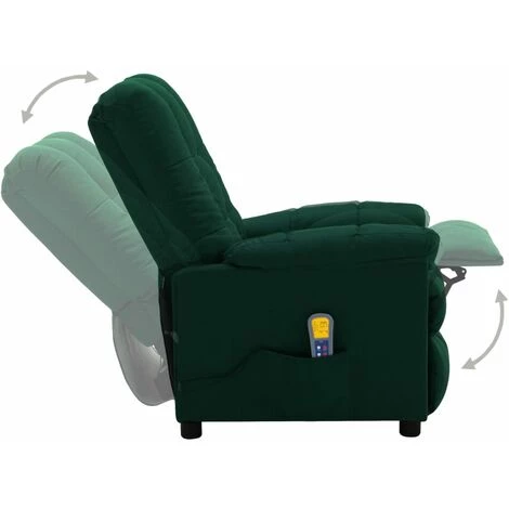 Fauteuil Inclinable De Massage Tissu Vert Foncé VidaXL 7 Fauteuil Inclinable De Massage Tissu Vert Foncé VidaXL – Image 5