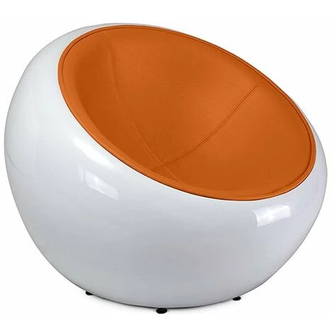 PRIVATEFLOOR Fauteuil Egg Poco Chair - Simili Cuir Orange - Faux Cuir, Fibre De Verre, Plastique - Orange 3 PRIVATEFLOOR Fauteuil Egg Poco Chair - Simili Cuir Orange - Faux Cuir, Fibre De Verre, Plastique - Orange