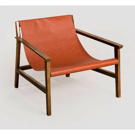 Fauteuil En Similicuir Et Bois Harris SKLUM Simili Cuir - Bois Bois Foncé Terracota Foncé - Bois Foncé Terracota Foncé 3 Fauteuil En Similicuir Et Bois Harris SKLUM Simili Cuir - Bois Bois Foncé Terracota Foncé - Bois Foncé Terracota Foncé