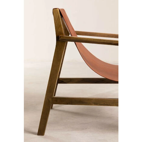 Fauteuil En Similicuir Et Bois Harris SKLUM Simili Cuir - Bois Bois Foncé Terracota Foncé - Bois Foncé Terracota Foncé 6 Fauteuil En Similicuir Et Bois Harris SKLUM Simili Cuir - Bois Bois Foncé Terracota Foncé - Bois Foncé Terracota Foncé – Image 4