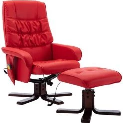 Fauteuil De Massage Inclinable Avec Repose-pied Similicuir Rouge VidaXL -Pas Cher Fauteuil Magasin 26009776 2