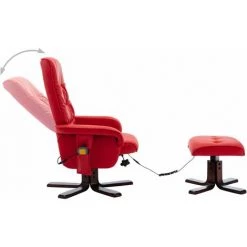 Fauteuil De Massage Inclinable Avec Repose-pied Similicuir Rouge VidaXL -Pas Cher Fauteuil Magasin 26009776 4