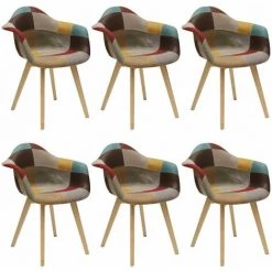 ALTOBUY BRADU - Lot De 6 Fauteuils Patchwork Motif Vintage - Multicolore