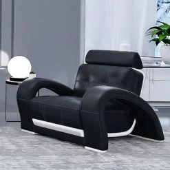 DECO IN PARIS Fauteuil Cuir Noir VERDI - Noir 6 DECO IN PARIS Fauteuil Cuir Noir VERDI - Noir -Pas Cher Fauteuil Magasin 26096381 2