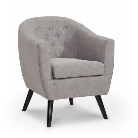 DECO IN PARIS Fauteuil Scandinave En Tissu Gris LENA - Gris 4 DECO IN PARIS Fauteuil Scandinave En Tissu Gris LENA - Gris – Image 2
