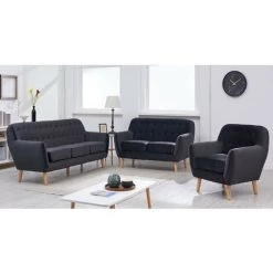 DECO IN PARIS Fauteuil Scandinave En Tissu Velours Noir VIKY - Noir -Pas Cher Fauteuil Magasin 26096444 3
