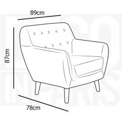 DECO IN PARIS Fauteuil Scandinave En Tissu Velours Noir VIKY - Noir -Pas Cher Fauteuil Magasin 26096444 4