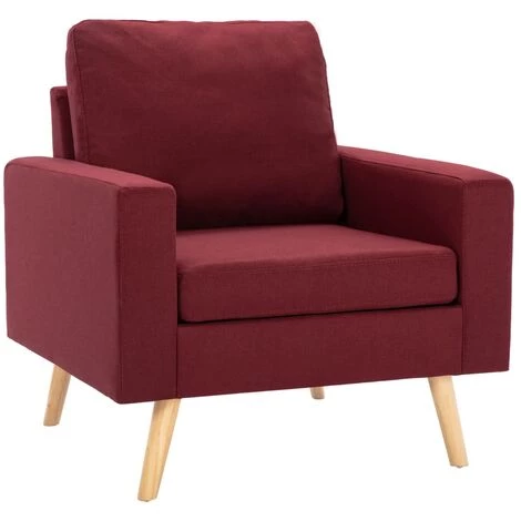 Fauteuil Tissu Rouge Bordeaux VidaXL 4 Fauteuil Tissu Rouge Bordeaux VidaXL – Image 2