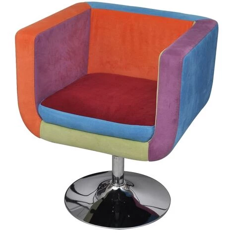 TRUE DEAL Fauteuil Avec Design De Patchwork Cube Tissu 3 TRUE DEAL Fauteuil Avec Design De Patchwork Cube Tissu