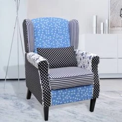 TRUE DEAL Fauteuil Avec Design De Patchwork Tissu -Pas Cher Fauteuil Magasin 26218483 3