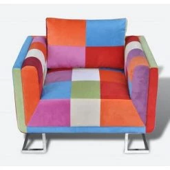 TRUE DEAL Fauteuil Cube Avec Design De Patchwork Chrome Tissu 9 TRUE DEAL Fauteuil Cube Avec Design De Patchwork Chrome Tissu -Pas Cher Fauteuil Magasin 26218487 3