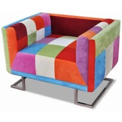 TRUE DEAL Fauteuil Cube Avec Design De Patchwork Chrome Tissu 10 TRUE DEAL Fauteuil Cube Avec Design De Patchwork Chrome Tissu -Pas Cher Fauteuil Magasin 26218487 4
