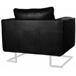 TRUE DEAL Fauteuil Cube Avec Pieds Chromés Noir Similicuir -Pas Cher Fauteuil Magasin 26218526 4