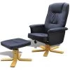 TRUE DEAL Fauteuil Avec Repose-pied Noir Similicuir