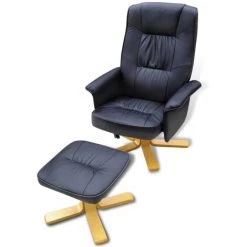 TRUE DEAL Fauteuil Avec Repose-pied Noir Similicuir -Pas Cher Fauteuil Magasin 26218539 4