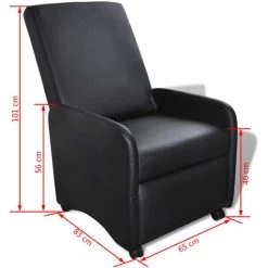 TRUE DEAL Fauteuil Pliable Noir Similicuir 11 TRUE DEAL Fauteuil Pliable Noir Similicuir -Pas Cher Fauteuil Magasin 26219060 5