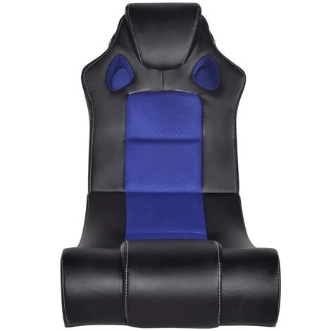 TRUE DEAL Fauteuil à Bascule à Enceinte Noir Et Bleu Similicuir 4 TRUE DEAL Fauteuil à Bascule à Enceinte Noir Et Bleu Similicuir – Image 2