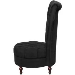 TRUE DEAL Chaise De Canapé Avec Dossier Haut Noir Tissu -Pas Cher Fauteuil Magasin 26219974 3