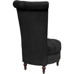 TRUE DEAL Chaise De Canapé Avec Dossier Haut Noir Tissu -Pas Cher Fauteuil Magasin 26219974 4