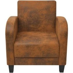 TRUE DEAL Fauteuil Marron Similicuir Daim -Pas Cher Fauteuil Magasin 26220243 3