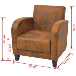 TRUE DEAL Fauteuil Marron Similicuir Daim -Pas Cher Fauteuil Magasin 26220243 5