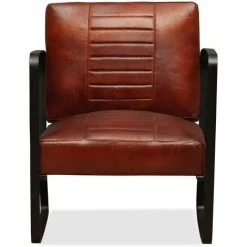 TRUE DEAL Fauteuil Marron Cuir Véritable 8 TRUE DEAL Fauteuil Marron Cuir Véritable -Pas Cher Fauteuil Magasin 26220968 2