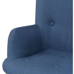 TRUE DEAL Fauteuil Avec Repose-pied Bleu Tissu -Pas Cher Fauteuil Magasin 26220987 4