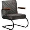 TRUE DEAL Fauteuil Gris Cuir Véritable