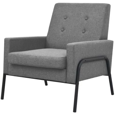 TRUE DEAL Fauteuil Gris Clair Acier Et Tissu 3 TRUE DEAL Fauteuil Gris Clair Acier Et Tissu