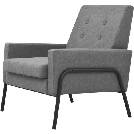 TRUE DEAL Fauteuil Gris Clair Acier Et Tissu 4 TRUE DEAL Fauteuil Gris Clair Acier Et Tissu – Image 2