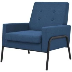 TRUE DEAL Fauteuil Bleu Acier Et Tissu