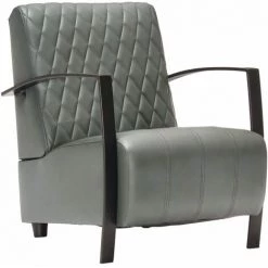 TRUE DEAL Fauteuil Gris Cuir Véritable