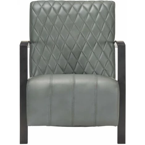 TRUE DEAL Fauteuil Gris Cuir Véritable 4 TRUE DEAL Fauteuil Gris Cuir Véritable – Image 2