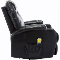 TRUE DEAL Fauteuil à Bascule De Massage Noir Similicuir -Pas Cher Fauteuil Magasin 26222975 3