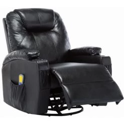 TRUE DEAL Fauteuil à Bascule De Massage Noir Similicuir -Pas Cher Fauteuil Magasin 26222975 4