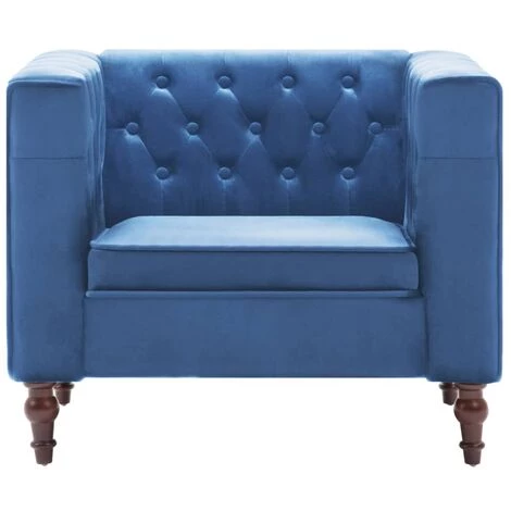 TRUE DEAL Fauteuil Bleu Velours 5 TRUE DEAL Fauteuil Bleu Velours â Image 3