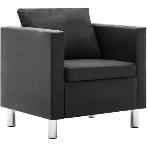 TRUE DEAL Fauteuil Noir Et Gris Foncé Similicuir 3 TRUE DEAL Fauteuil Noir Et Gris Foncé Similicuir
