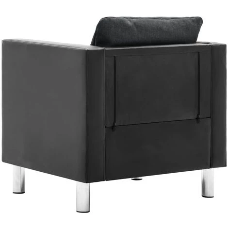 TRUE DEAL Fauteuil Noir Et Gris Foncé Similicuir 6 TRUE DEAL Fauteuil Noir Et Gris Foncé Similicuir – Image 4