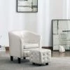 TRUE DEAL Fauteuil Avec Repose-pied Blanc Similicuir -Pas Cher Fauteuil Magasin 26225426 1