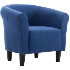 TRUE DEAL Fauteuil Et Tabouret Bleu Tissu -Pas Cher Fauteuil Magasin 26225439 4