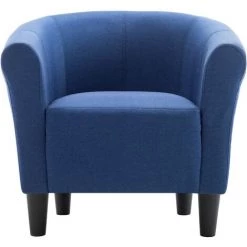 TRUE DEAL Fauteuil Et Tabouret Bleu Tissu -Pas Cher Fauteuil Magasin 26225439 5