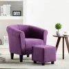 TRUE DEAL Fauteuil Et Tabouret Violet Tissu