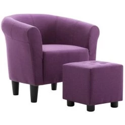 TRUE DEAL Fauteuil Et Tabouret Violet Tissu -Pas Cher Fauteuil Magasin 26225444 2